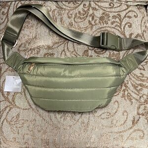 Falls Creek Olive Green Quilted Fanny Pack Sling Bag NWT